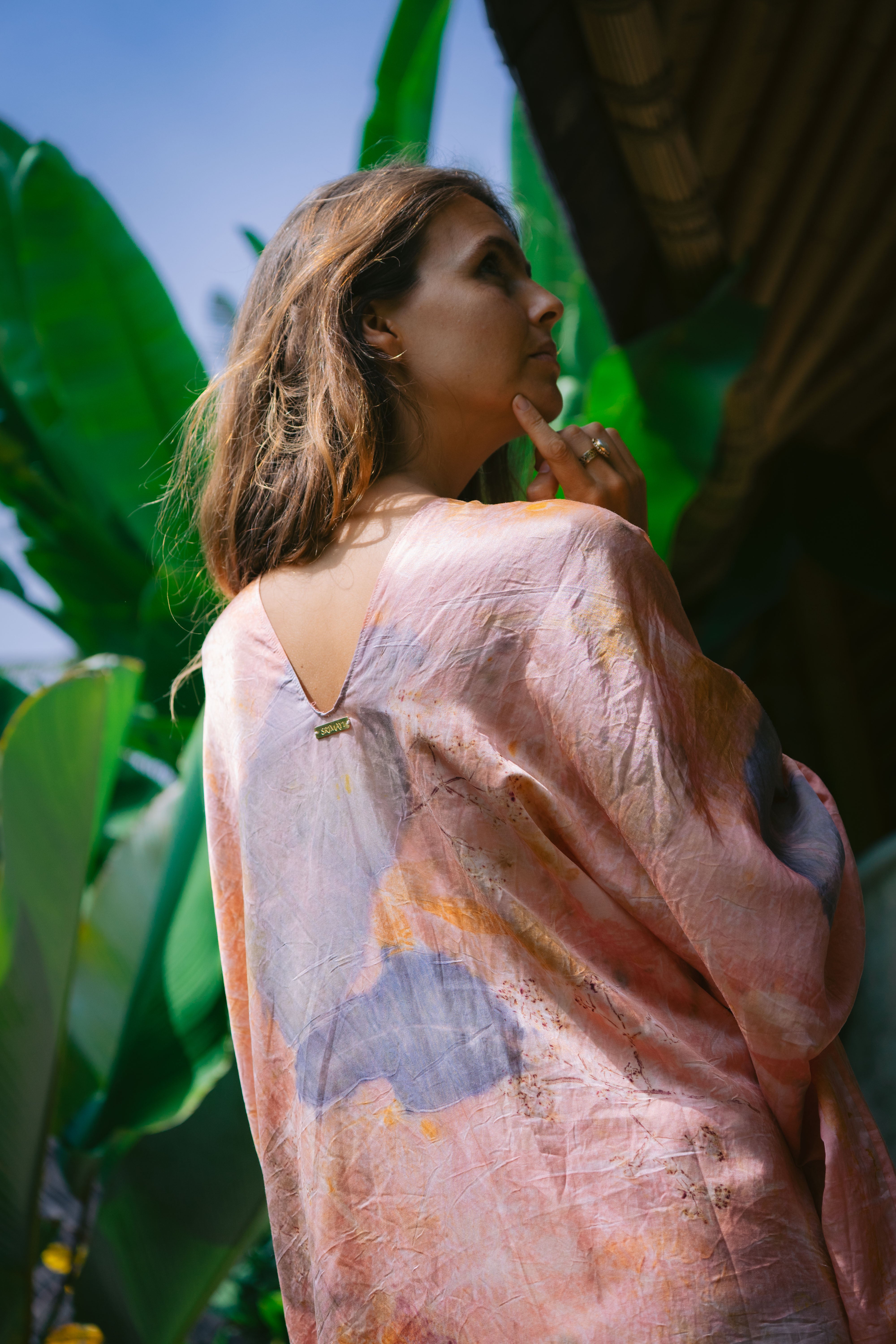 The Parvati – Pink Yellow, Blue & Purple Cotton Silk Eco Print Dress